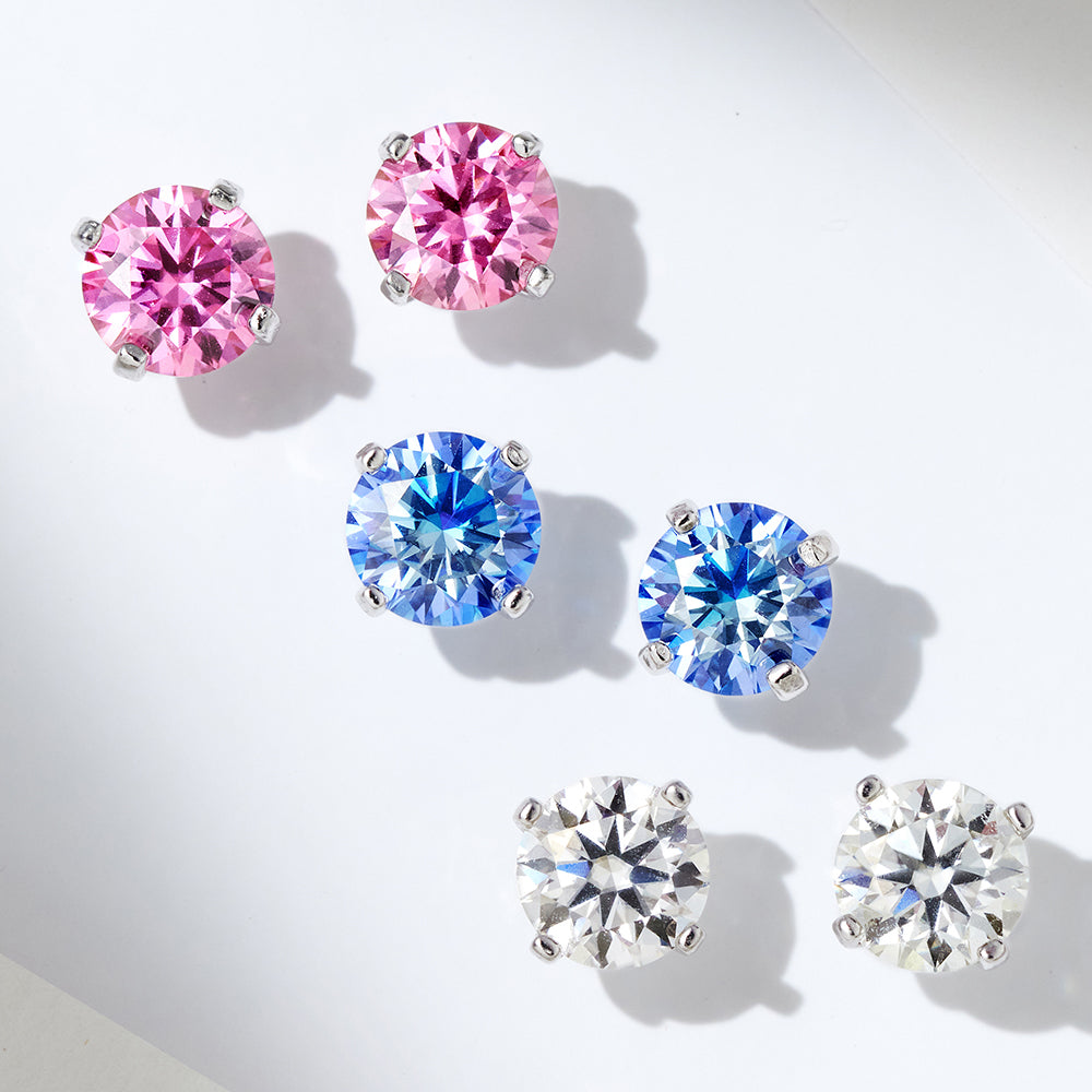 4-Prong Round Cut Moissanite Stud Earrings (2 ct. tw.) in 18K Gold Vermeil (3 Colors)