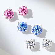 4-Prong Round Cut Moissanite Stud Earrings (2 ct. tw.) in 18K Gold Vermeil (3 Colors)