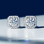Princess Cut Moissanite Halo Stud Earrings (2 ct. tw.) in 18K Gold Vermeil