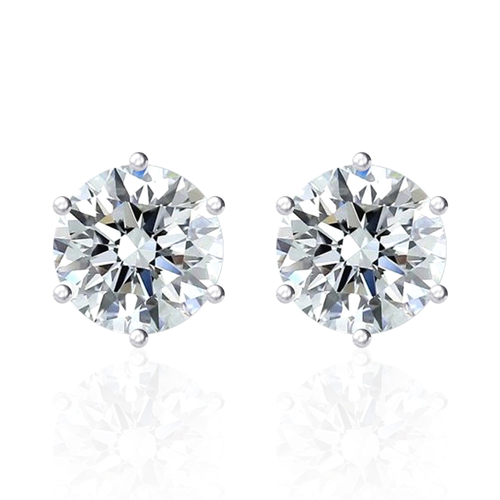 6-Prong Round Cut Moissanite Stud Earrings (1~3 ct.) in 18K Gold Vermeil
