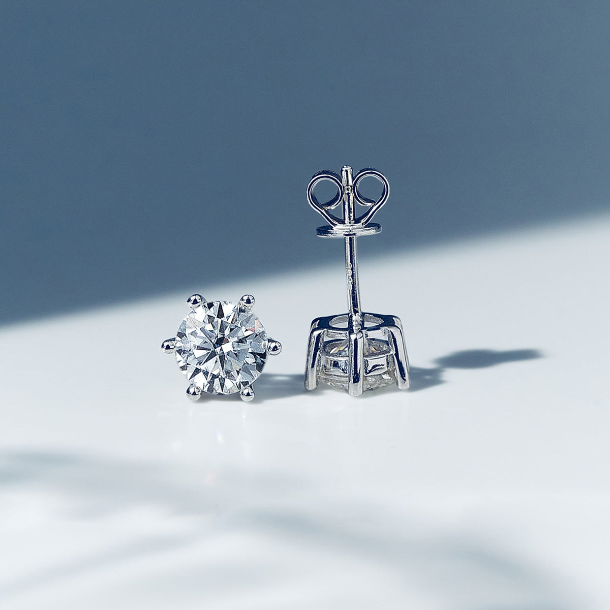 6-Prong Round Cut Moissanite Stud Earrings (1~3 ct.) in 18K Gold Vermeil