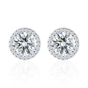 Round Cut Moissanite Halo Stud Earrings (2 ct. tw.) in 18K Gold Vermeil