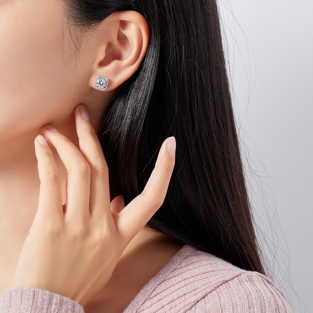 Princess Cut Moissanite Halo Stud Earrings (2 ct. tw.) in 18K Gold Vermeil