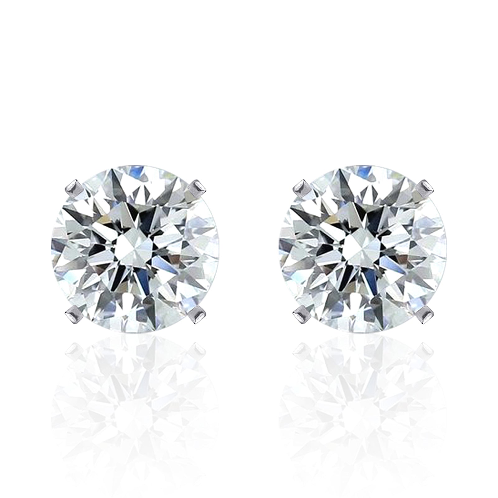 4-Prong Round Cut Moissanite Stud Earrings (2 ct. tw.) in 18K Gold Vermeil (3 Colors)