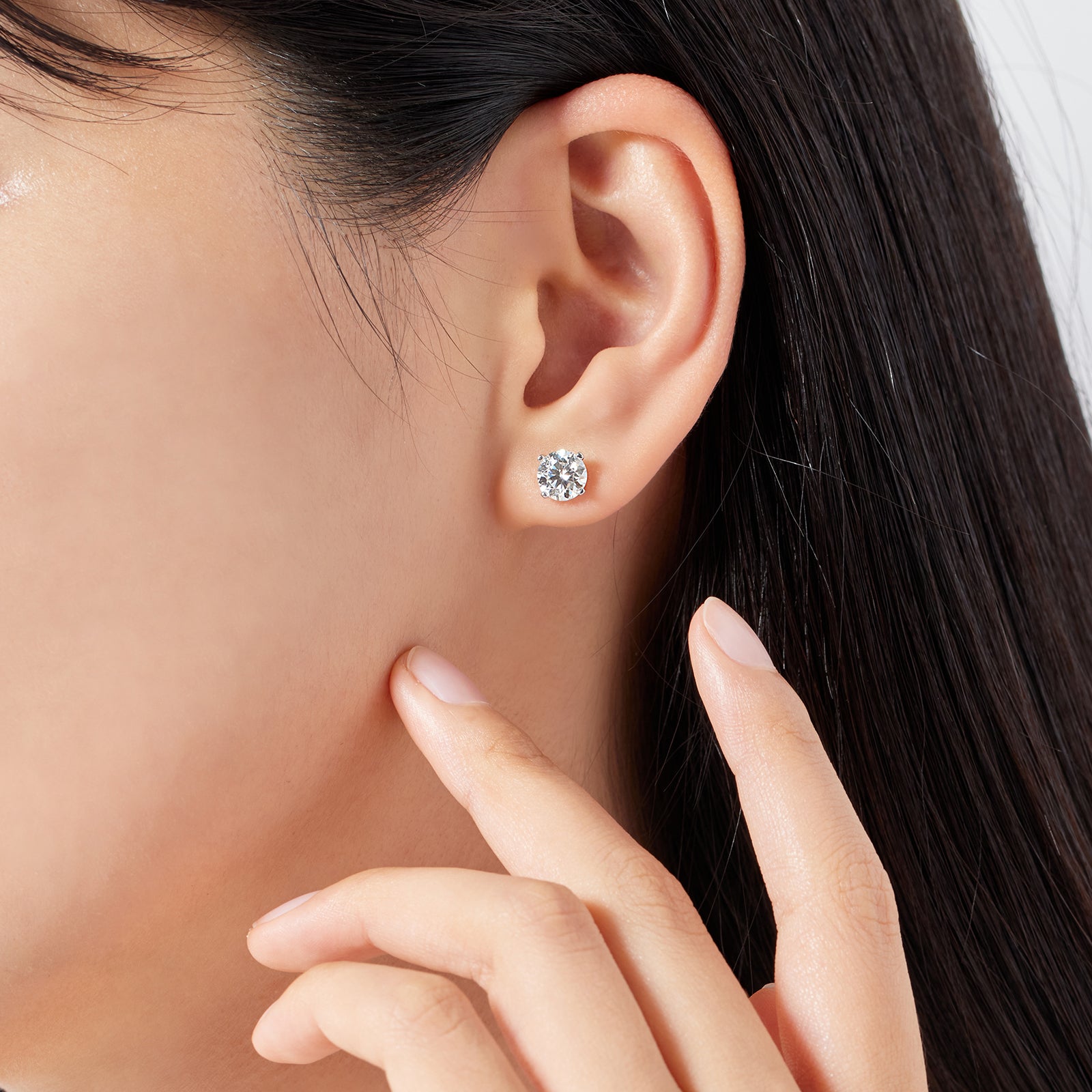 4-Prong Round Cut Moissanite Stud Earrings (2 ct. tw.) in 18K Gold Vermeil (3 Colors)