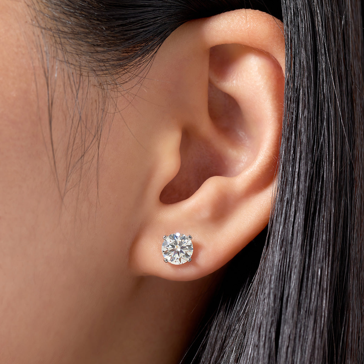 4-Prong Round Cut Moissanite Stud Earrings (2 ct. tw.) in 18K Gold Vermeil (3 Colors)