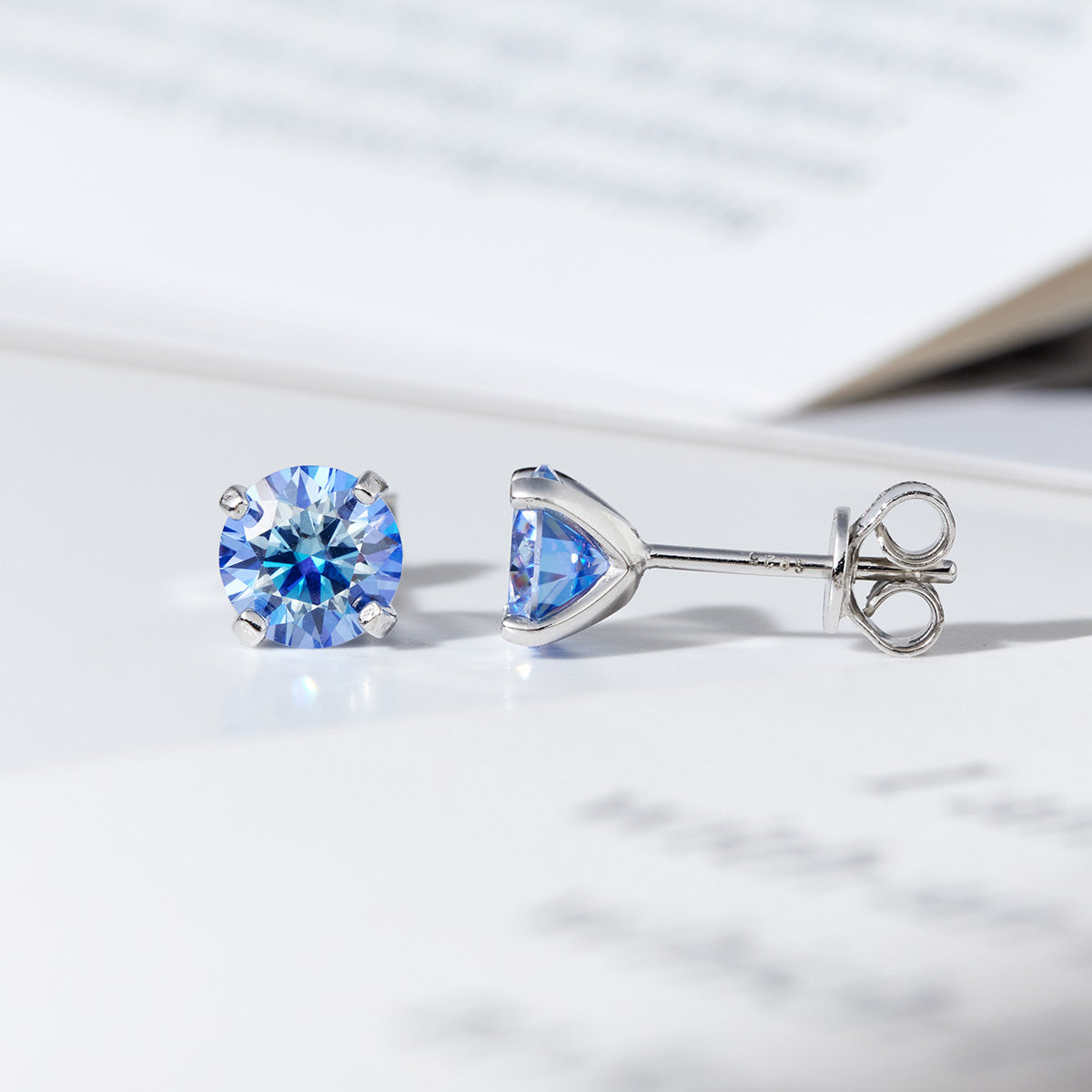 4-Prong Round Cut Moissanite Stud Earrings (2 ct. tw.) in 18K Gold Vermeil (3 Colors)