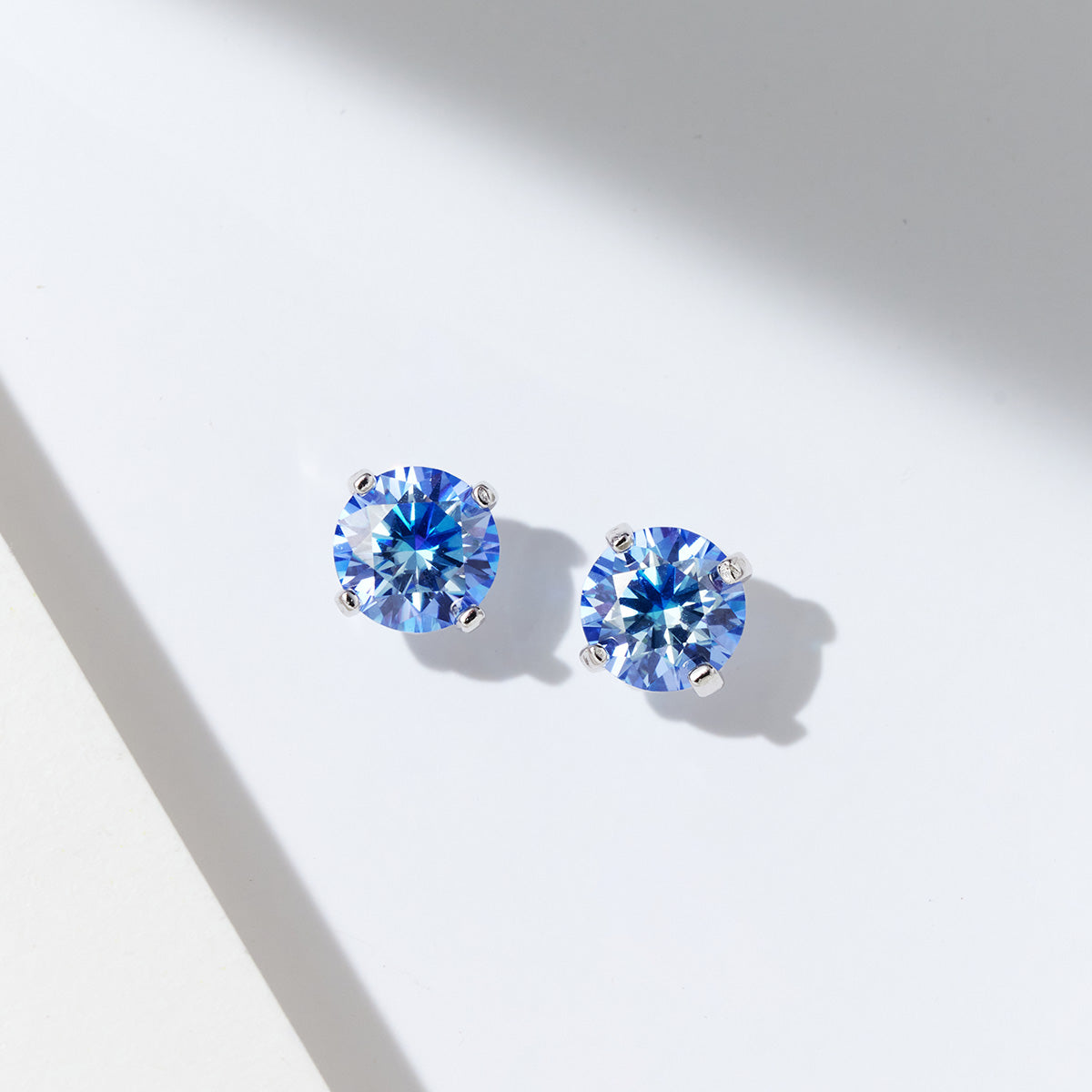 4-Prong Round Cut Moissanite Stud Earrings (2 ct. tw.) in 18K Gold Vermeil (3 Colors)