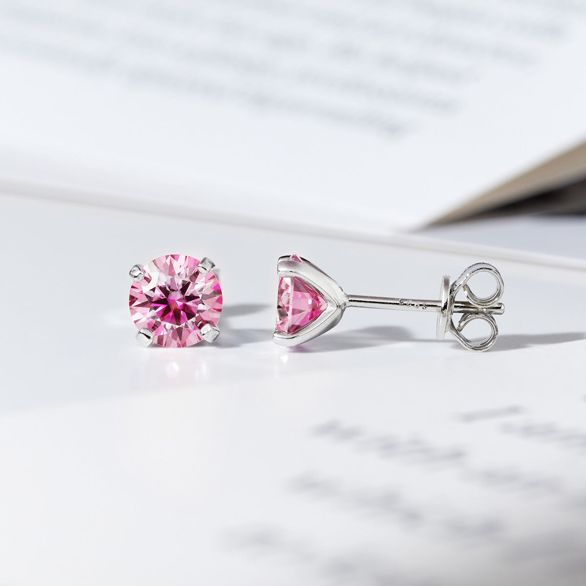 4-Prong Round Cut Moissanite Stud Earrings (2 ct. tw.) in 18K Gold Vermeil (3 Colors)