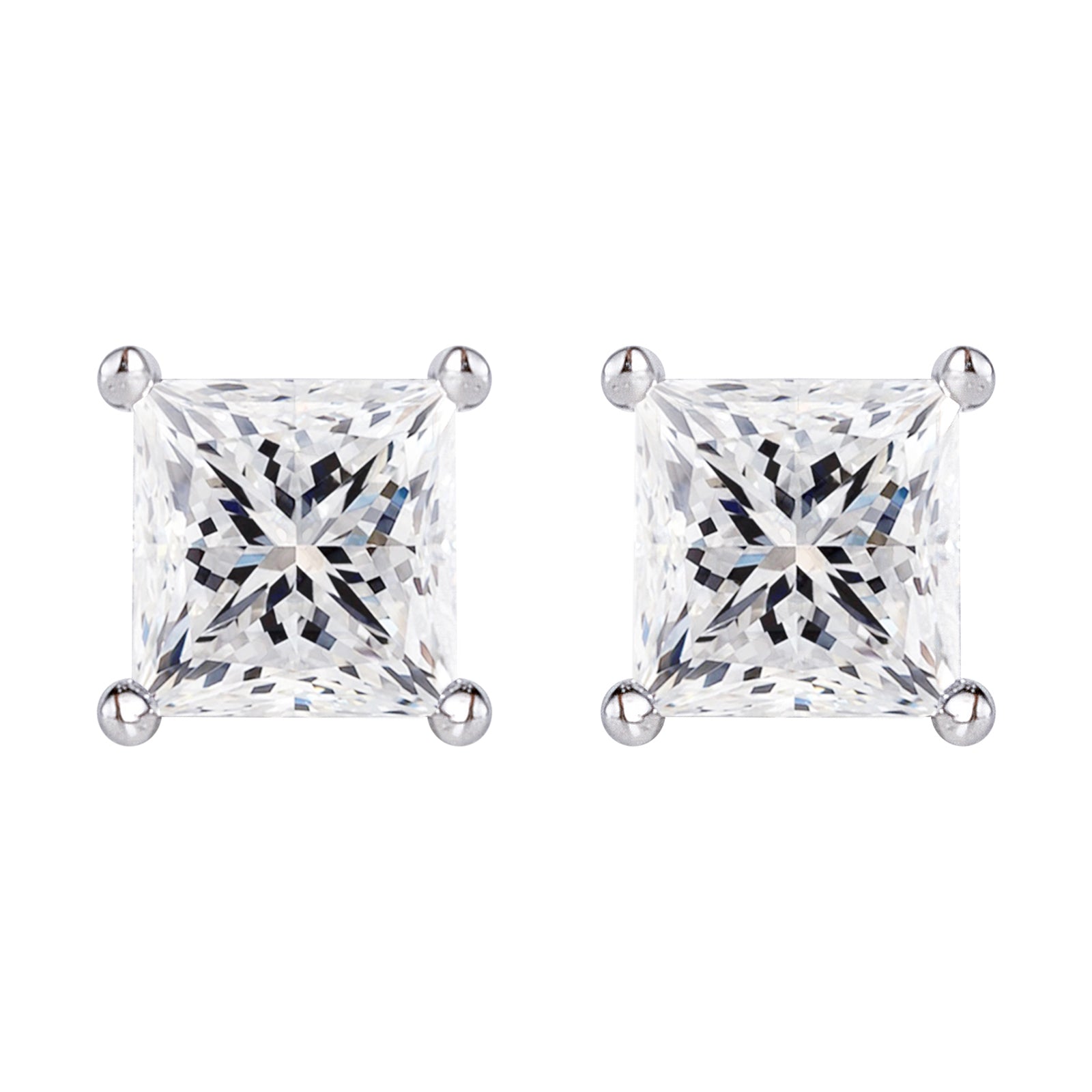Princess Cut Moissanite Solitaire Stud Earrings (2 ct. tw.) in 18K Gold Vermeil