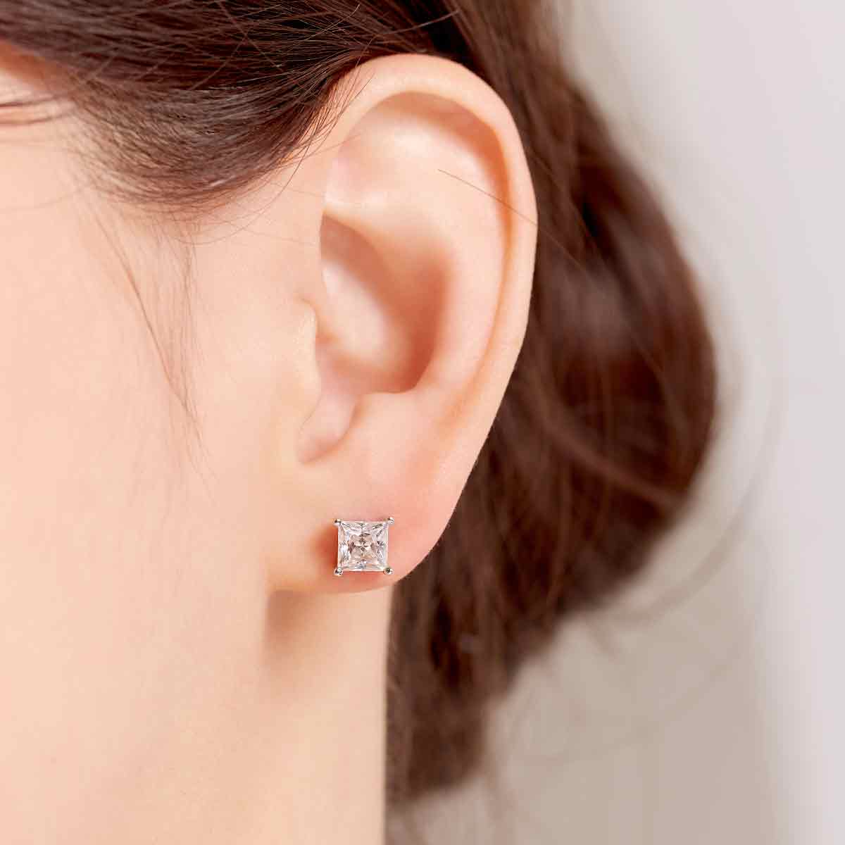 Princess Cut Moissanite Solitaire Stud Earrings (2 ct. tw.) in 18K Gold Vermeil