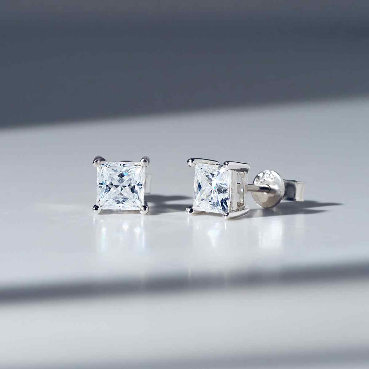 Princess Cut Moissanite Solitaire Stud Earrings (2 ct. tw.) in 18K Gold Vermeil