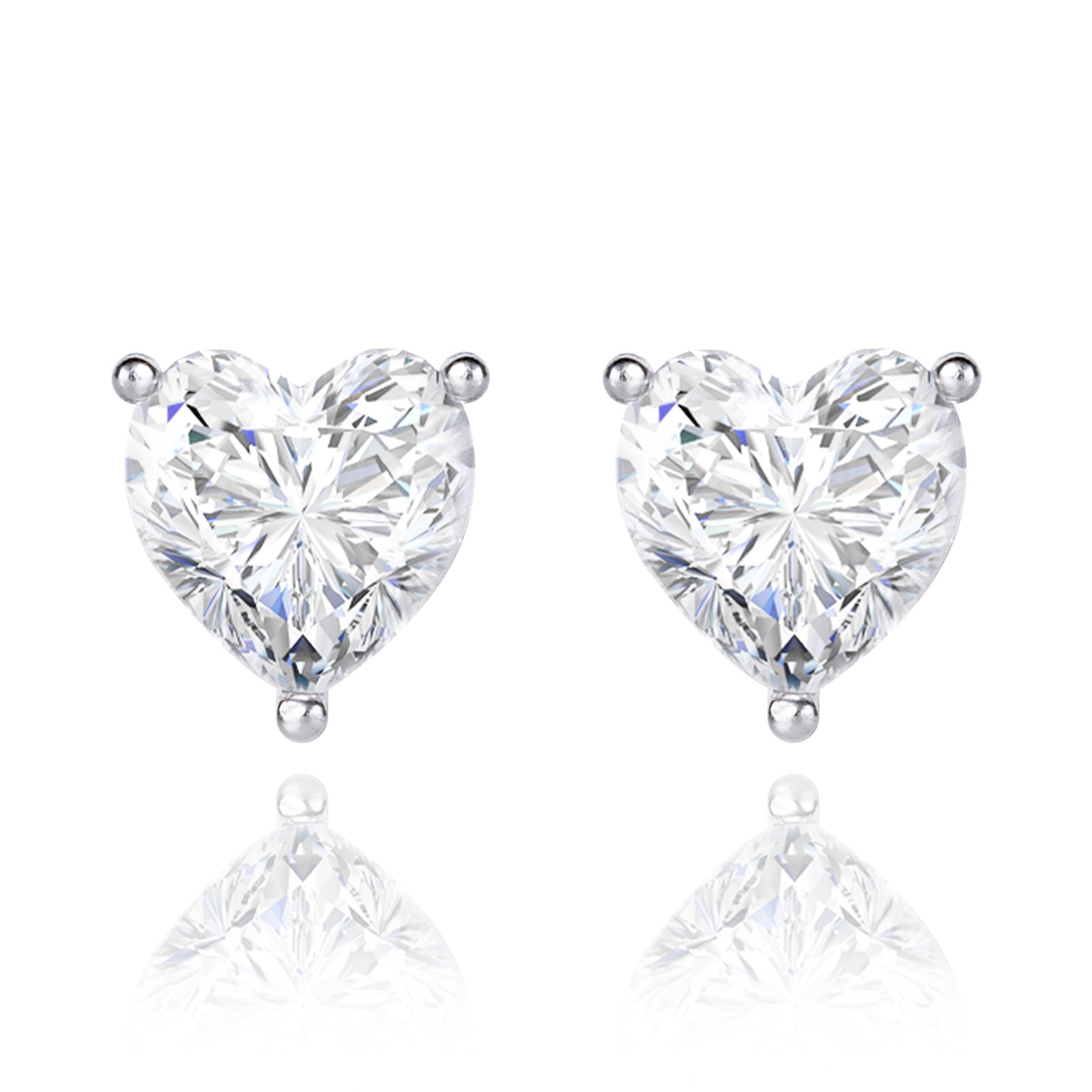 Heart Cut Moissanite Solitaire Stud Earrings (2 ct. tw.) in 18K Gold Vermeil