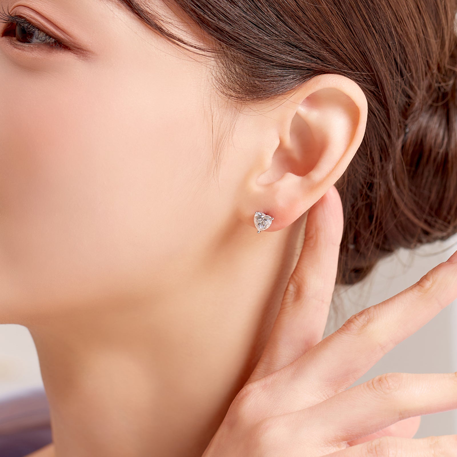 Heart Cut Moissanite Solitaire Stud Earrings (2 ct. tw.) in 18K Gold Vermeil