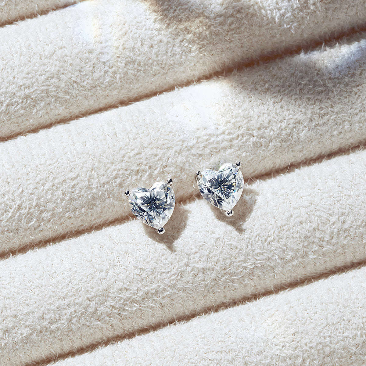Heart Cut Moissanite Solitaire Stud Earrings (2 ct. tw.) in 18K Gold Vermeil