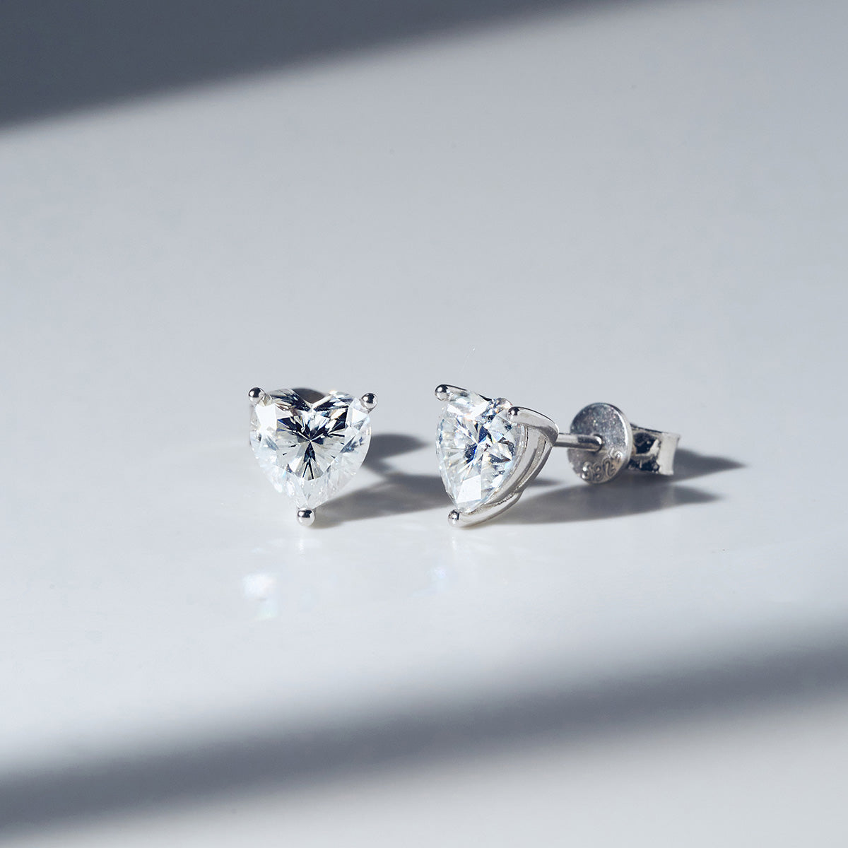 Heart Cut Moissanite Solitaire Stud Earrings (2 ct. tw.) in 18K Gold Vermeil