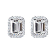 Emerald Cut Moissanite Halo Stud Earrings (2 ct. tw.) in 18K Gold Vermeil