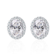 Oval Cut Moissanite Halo Stud Earrings (2 ct. tw.) in 18K Gold Vermeil