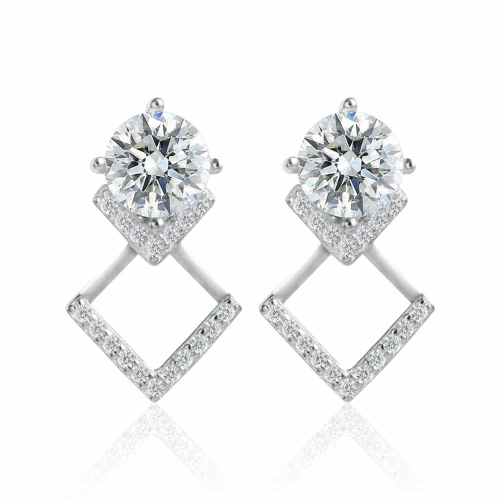 Geometric Moissanite Stud Drop Earrings (2 ct. tw.) in 18K Gold Vermeil