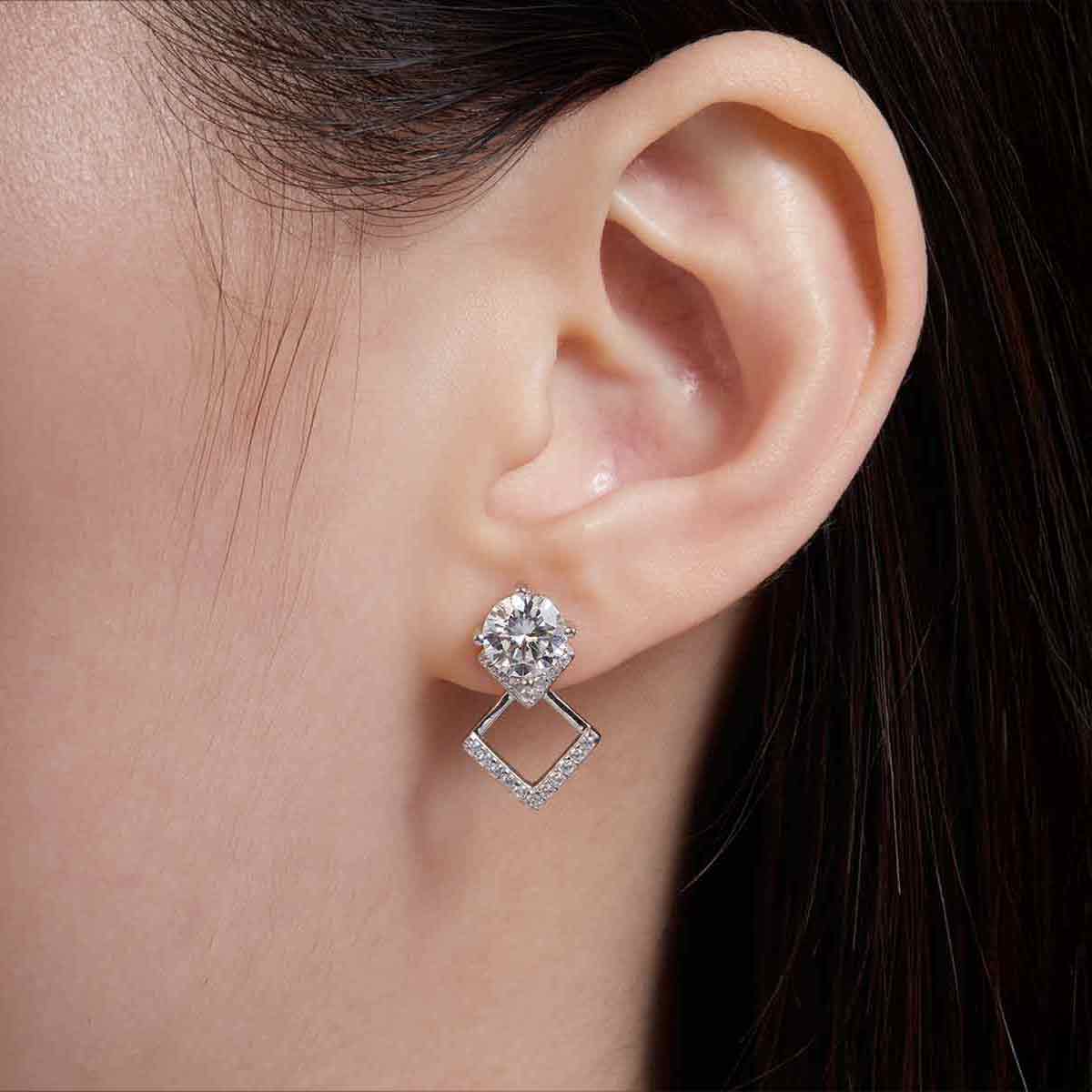 Geometric Moissanite Stud Drop Earrings (2 ct. tw.) in 18K Gold Vermeil