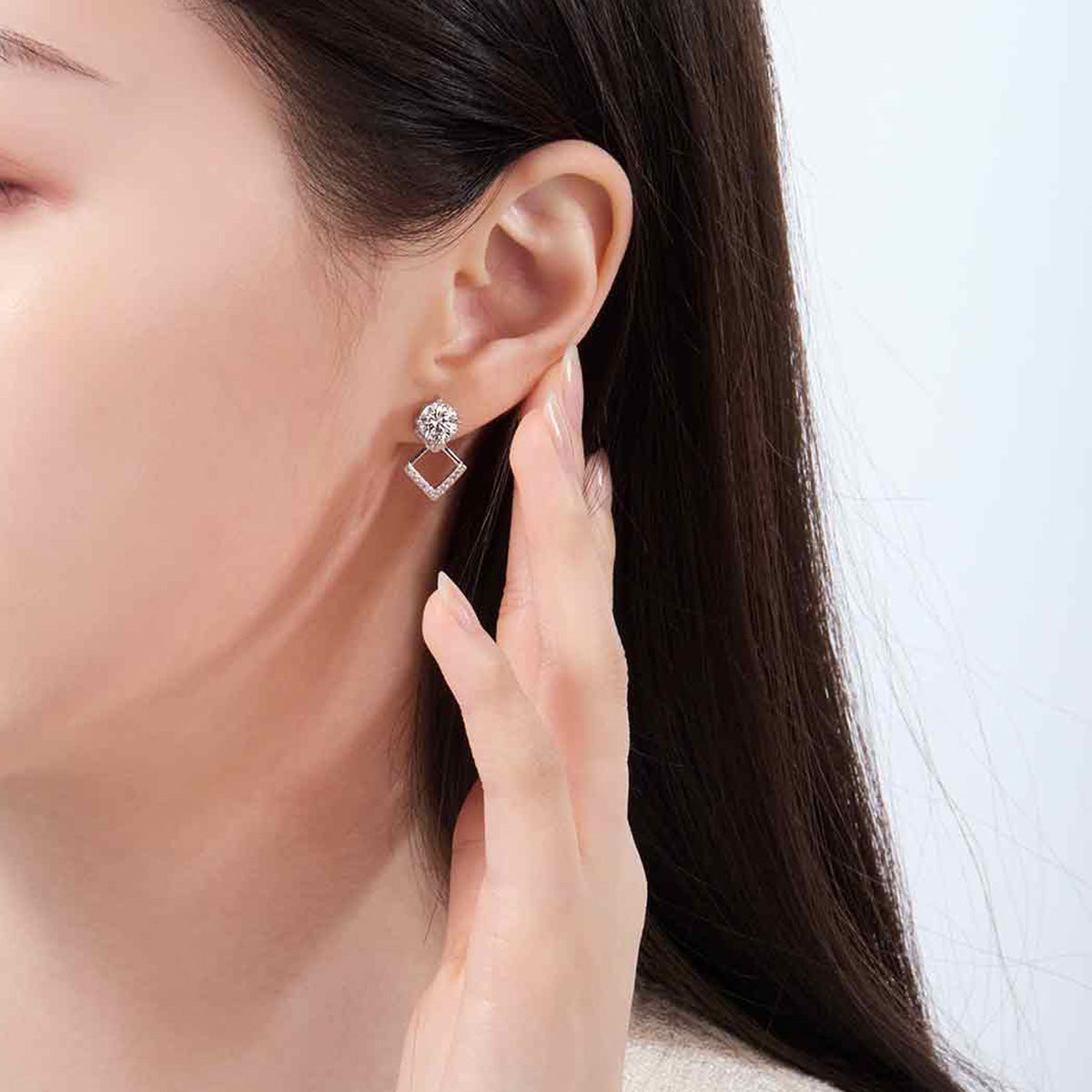Geometric Moissanite Stud Drop Earrings (2 ct. tw.) in 18K Gold Vermeil