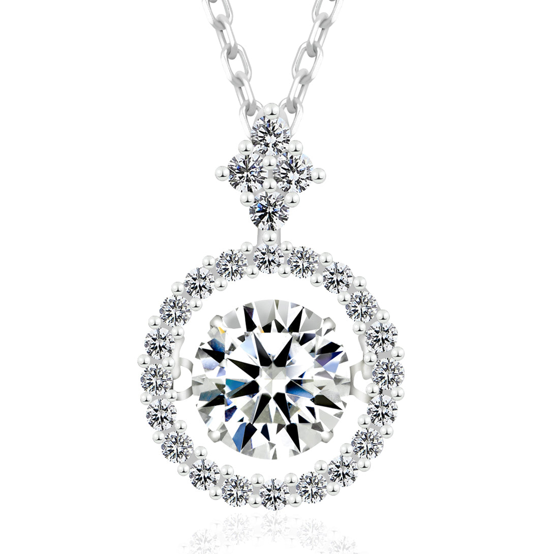 [Ships from USA] Round Cut Dancing Moissanite Solitaire Necklace (1.0 ct. tw.) in 18K Gold Vermeil