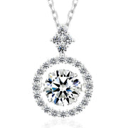 [Ships from USA] Round Cut Dancing Moissanite Solitaire Necklace (1.0 ct. tw.) in 18K Gold Vermeil