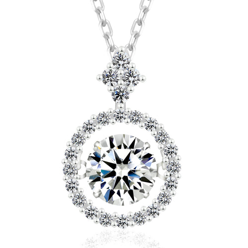 [Ships from USA] Round Cut Dancing Moissanite Solitaire Necklace (1.0 ct. tw.) in 18K Gold Vermeil