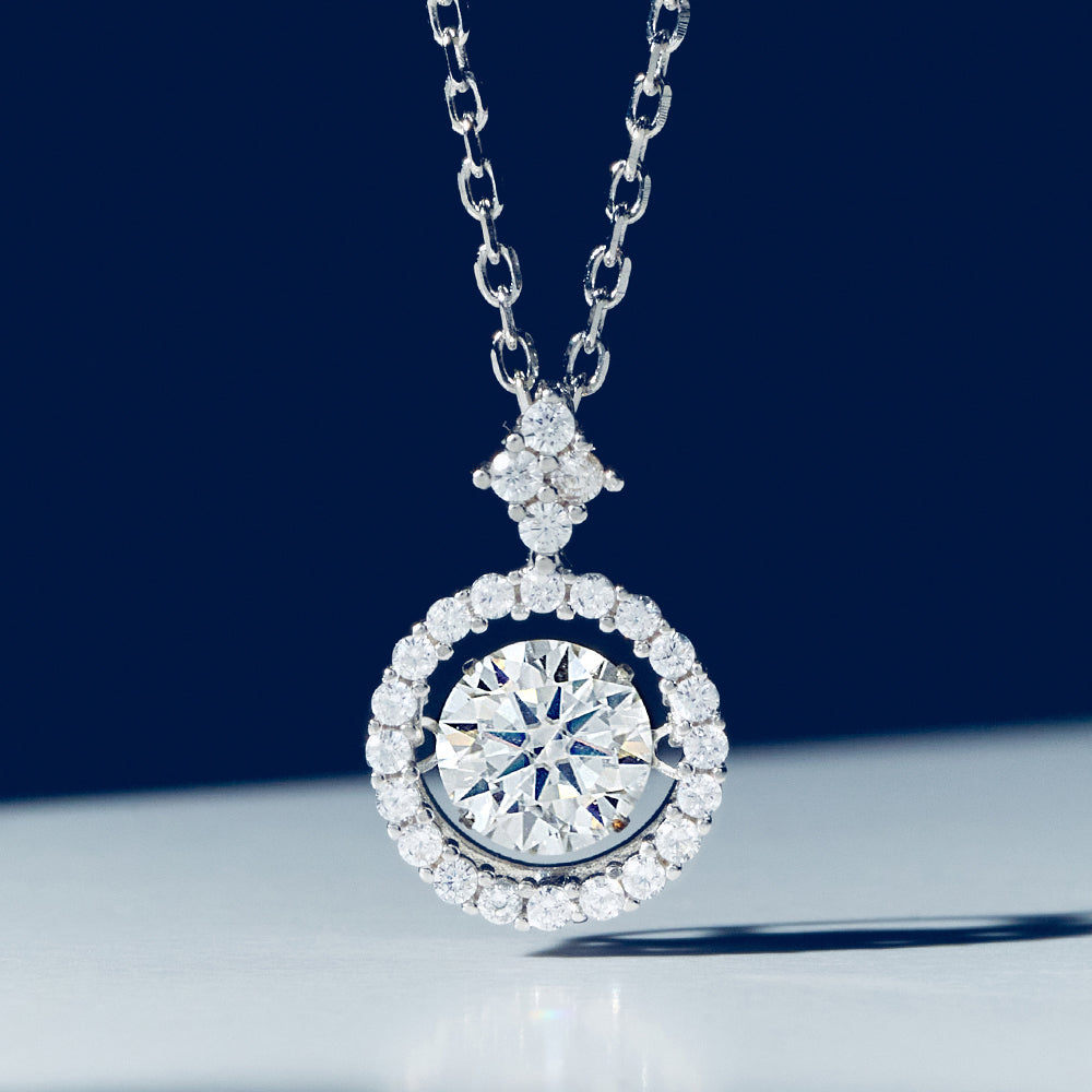 [Ships from USA] Round Cut Dancing Moissanite Solitaire Necklace (1.0 ct. tw.) in 18K Gold Vermeil