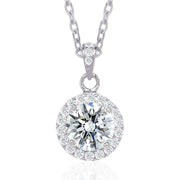 Round Cut Moissanite Halo Pendant with Pavé Bail in 18K Gold Vermeil