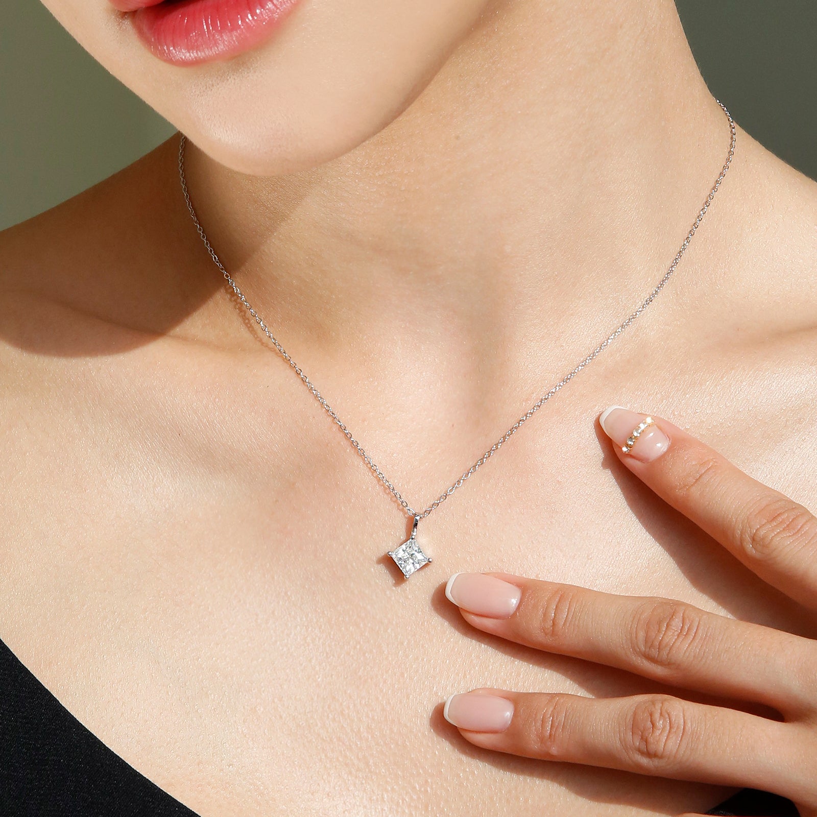 Kite-Set Princess Cut Moissanite Solitaire in 18K Gold Vermeil