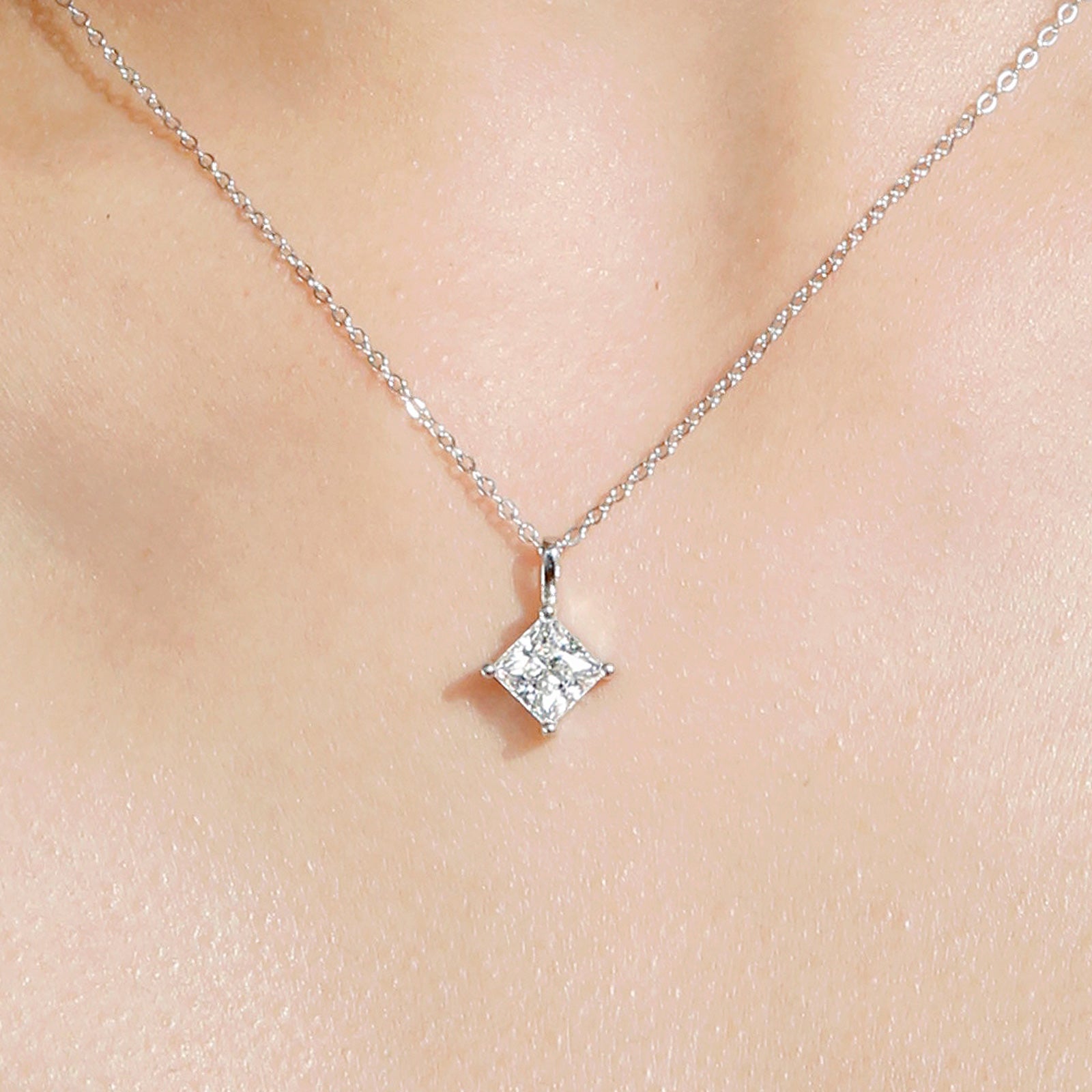 Kite-Set Princess Cut Moissanite Solitaire in 18K Gold Vermeil