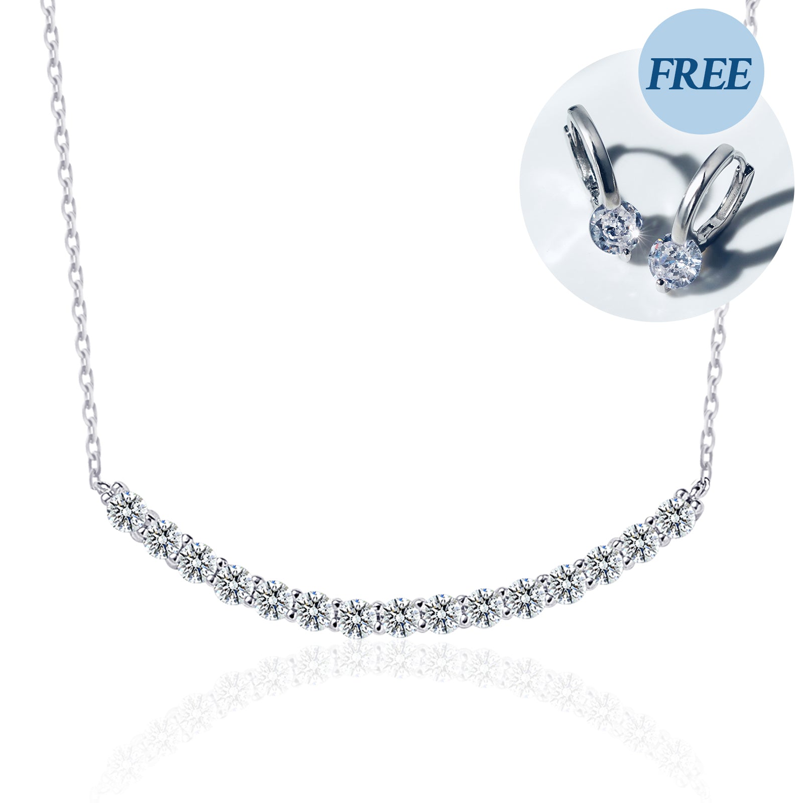 [Ships from USA] Curved Moissanite Tennis Bar Necklace (1.5 ct. tw.) in 18K Gold Vermeil