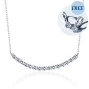 [Ships from USA] Curved Moissanite Tennis Bar Necklace (1.5 ct. tw.) in 18K Gold Vermeil