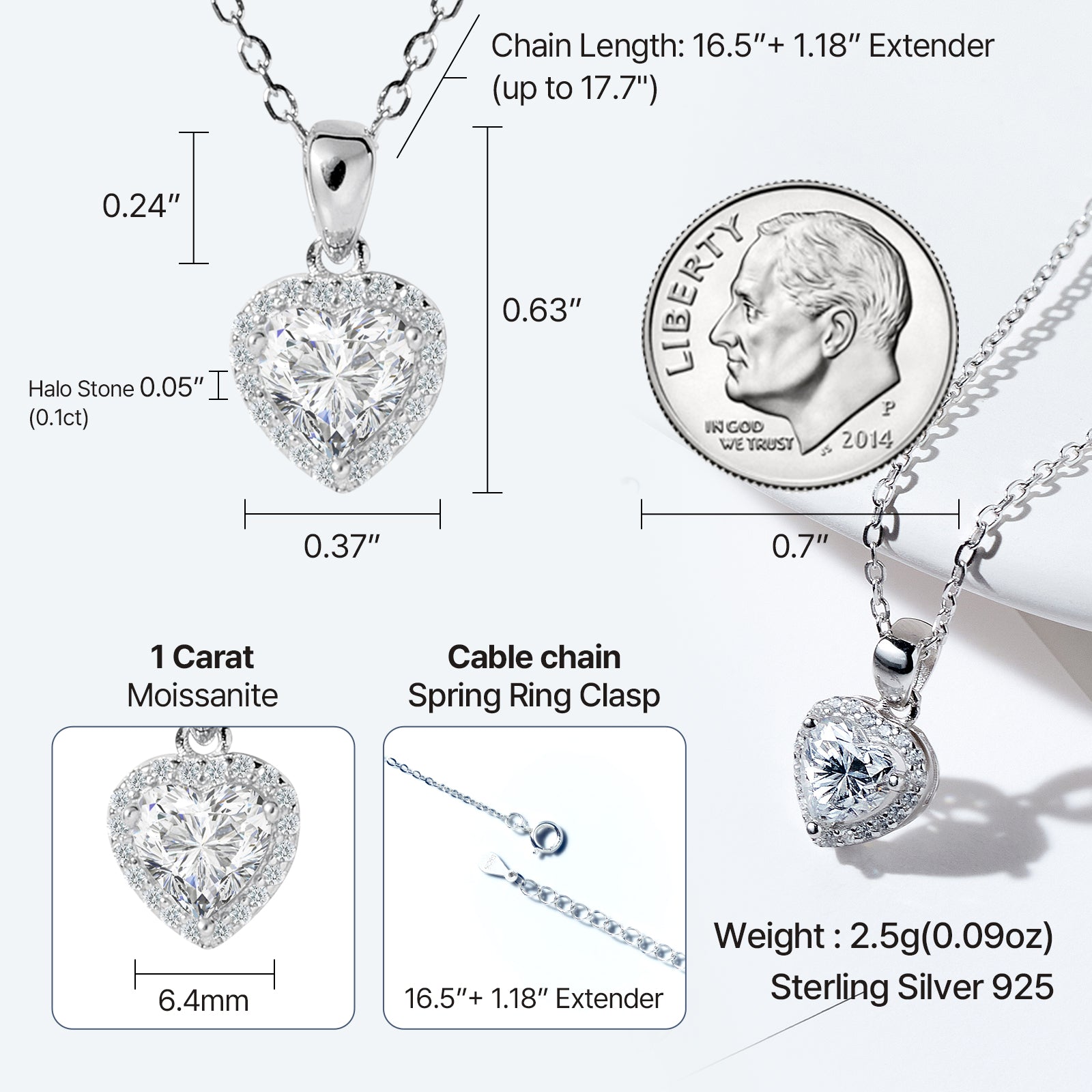 Heart Cut Moissanite Halo Pendant with Pavé Bail in 18K Gold Vermeil