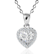Heart Cut Moissanite Halo Pendant with Pavé Bail in 18K Gold Vermeil