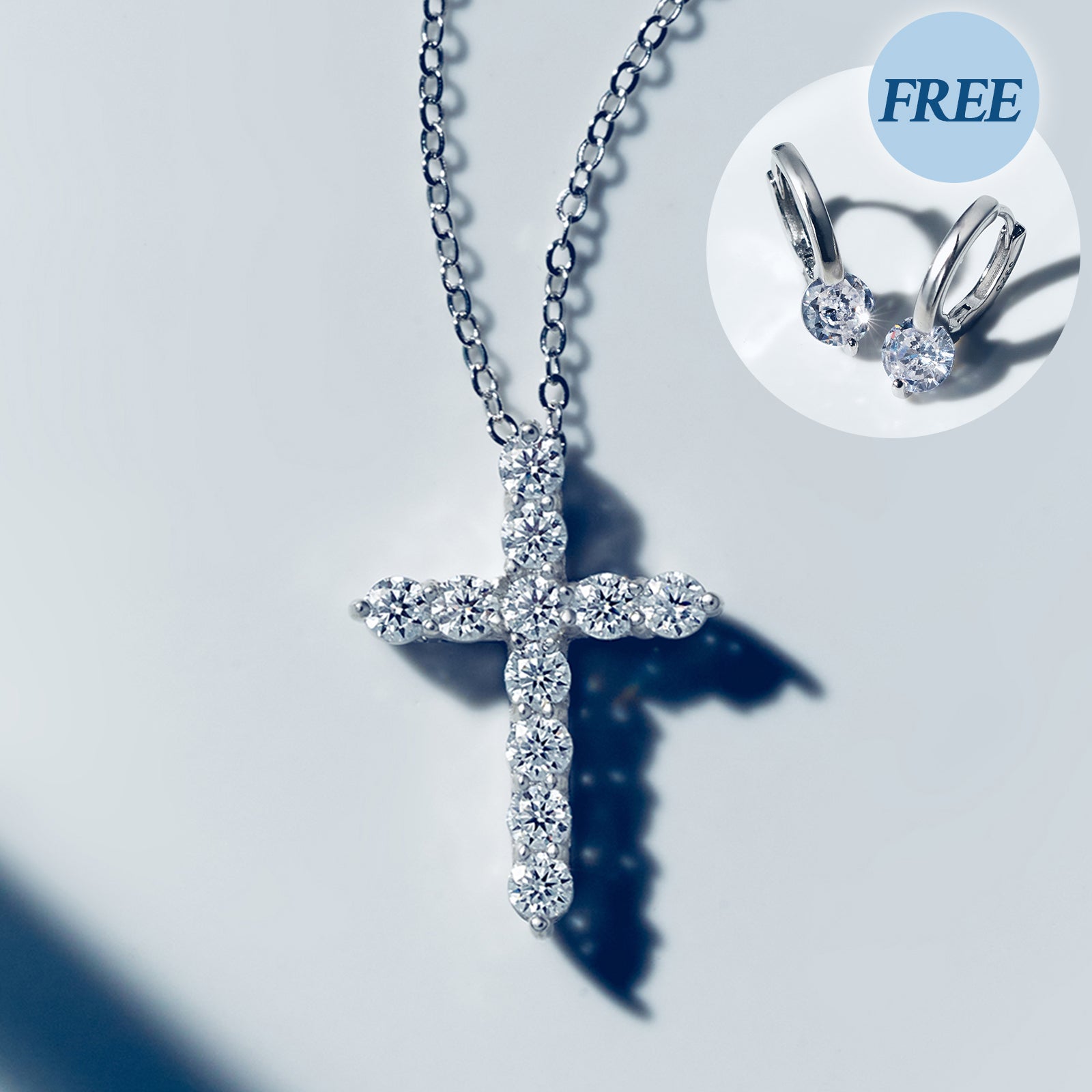 [Ships from USA] Timeless Cross Moissanite Pendant Necklace (1.1 ct. tw.) in 18K Gold Vermeil