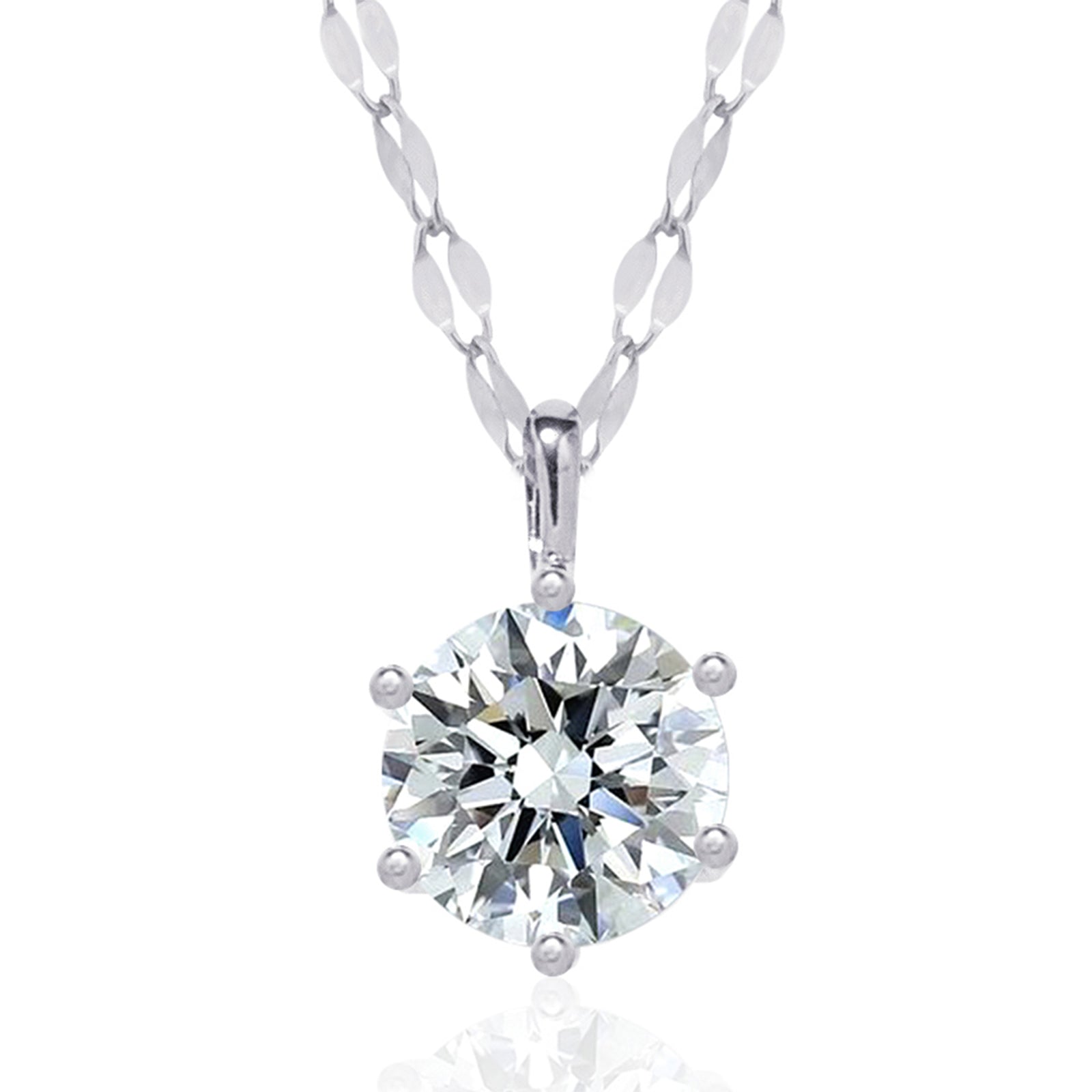 6-Prong Round Cut Moissanite Solitaire on Sequin Chain in 18K Gold Vermeil