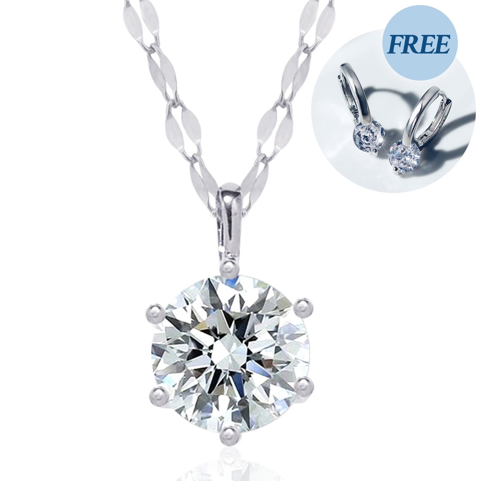 [Ships from USA] 6-Prong Round Cut Moissanite Solitaire on Sequin Chain in 18K Gold Vermeil