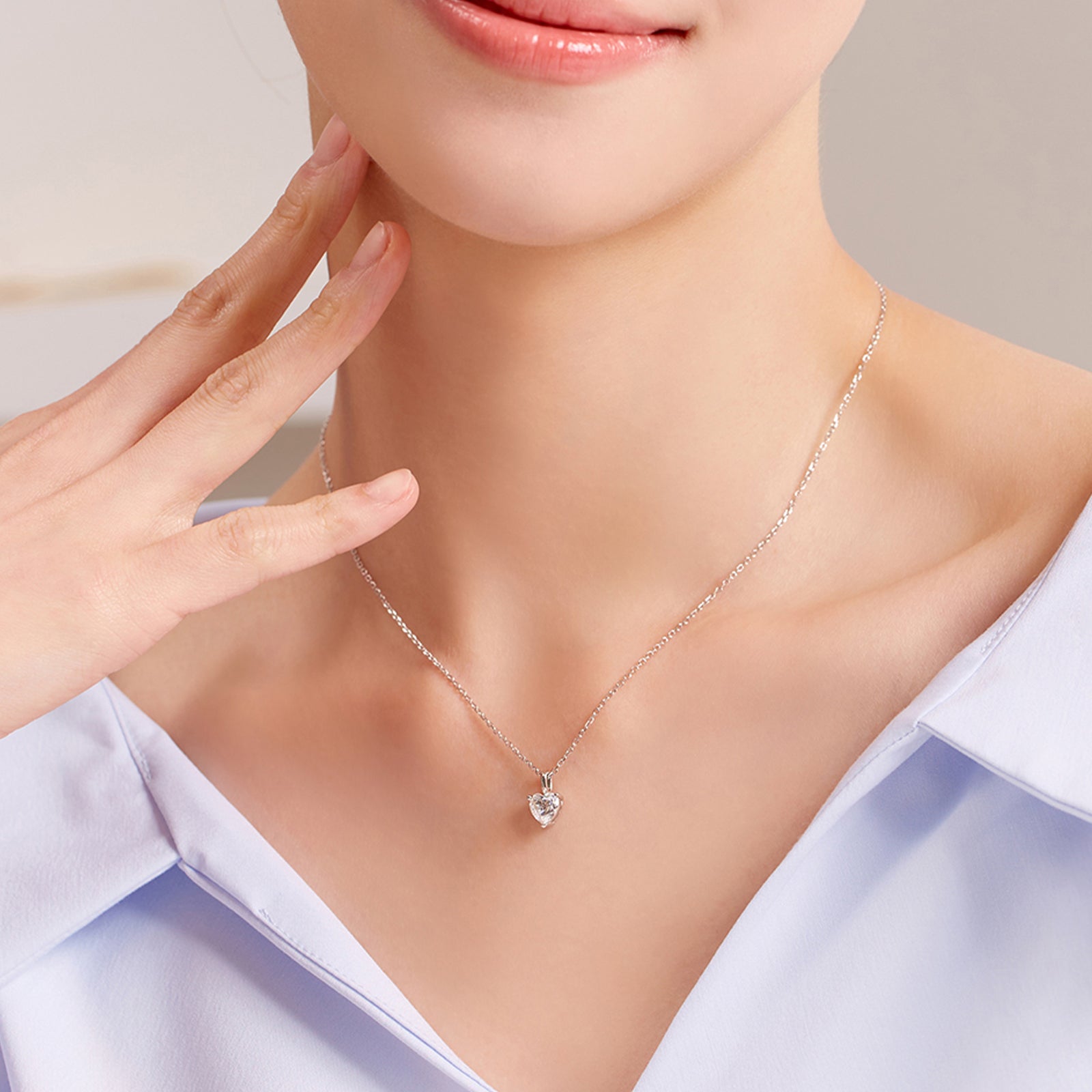 Heart Cut Moissanite Solitaire Pendant in 18K Gold Vermeil (3 Colors)