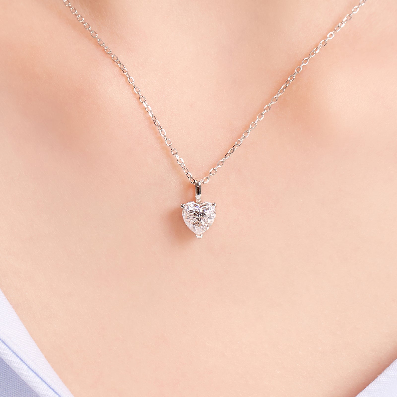 Heart Cut Moissanite Solitaire Pendant in 18K Gold Vermeil (3 Colors)