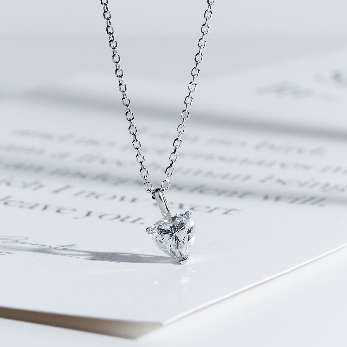 Heart Cut Moissanite Solitaire Pendant in 18K Gold Vermeil (3 Colors)