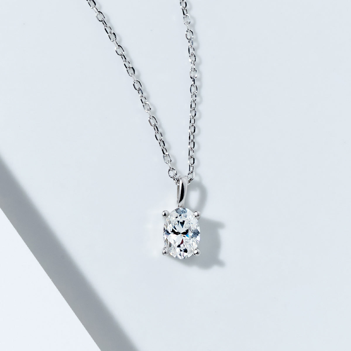 Oval Cut Moissanite Solitaire Necklace in 18K Gold Vermeil