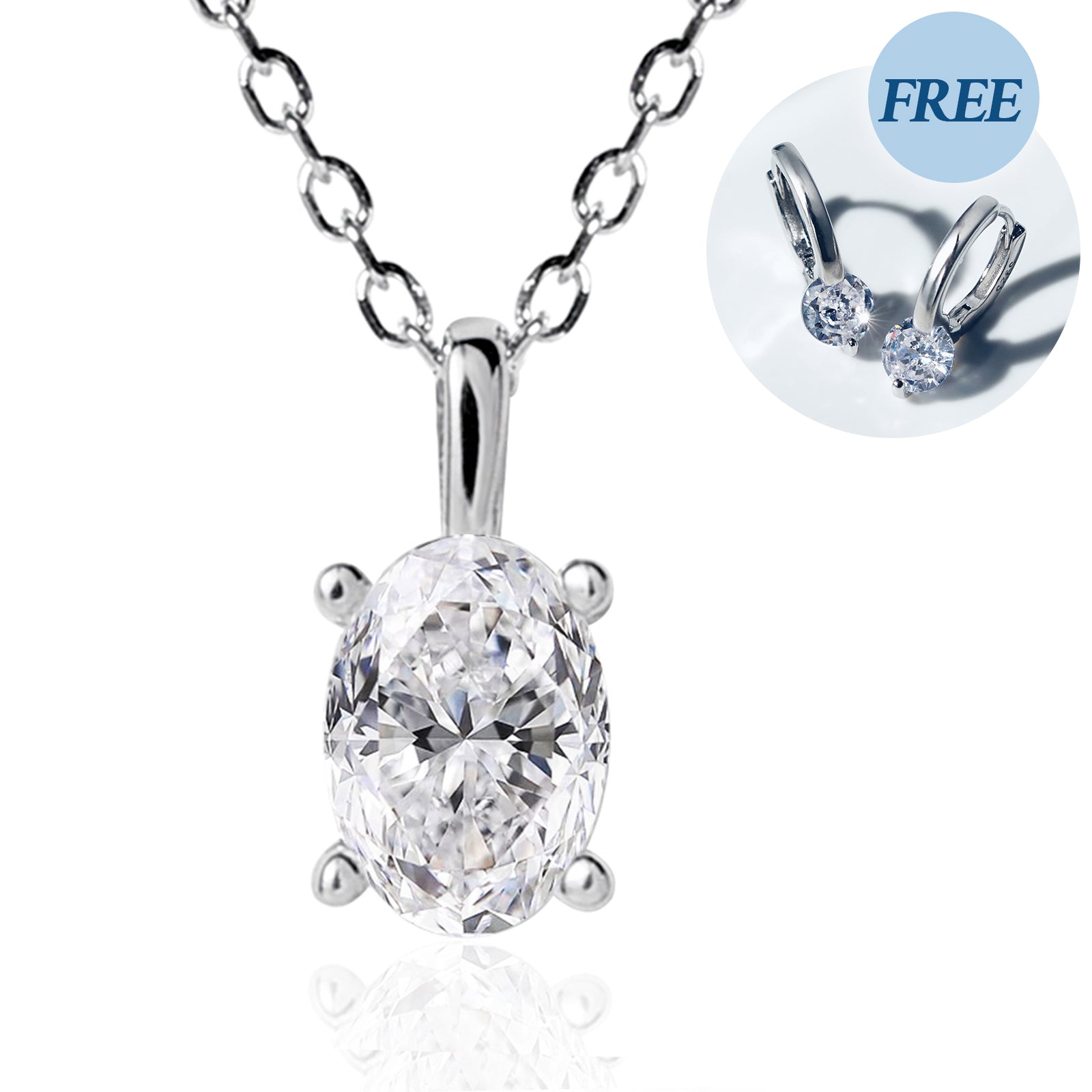 Oval Cut Moissanite Solitaire Necklace in 18K Gold Vermeil