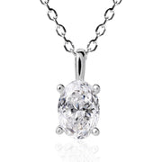 Oval Cut Moissanite Solitaire Necklace in 18K Gold Vermeil