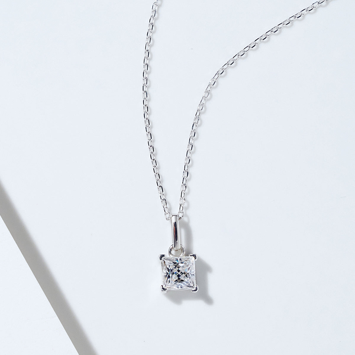 Princess Cut Moissanite Solitaire Necklace in 18K Gold Vermeil
