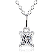 Princess Cut Moissanite Solitaire Necklace in 18K Gold Vermeil