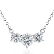 [Ships from USA] Graduated Moissanite Trilogy Solitaire Necklace (2.0 ct. tw.) in 18K Gold Vermeil