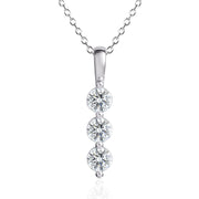 [Ships from USA] 3-Stone Vertical Drop Moissanite Pendant Necklace (0.9 ct. tw.) in 18K Gold Vermeil