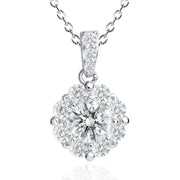 Flower Cluster Moissanite Halo Pendant with Pavé Bail in 18K Gold Vermeil